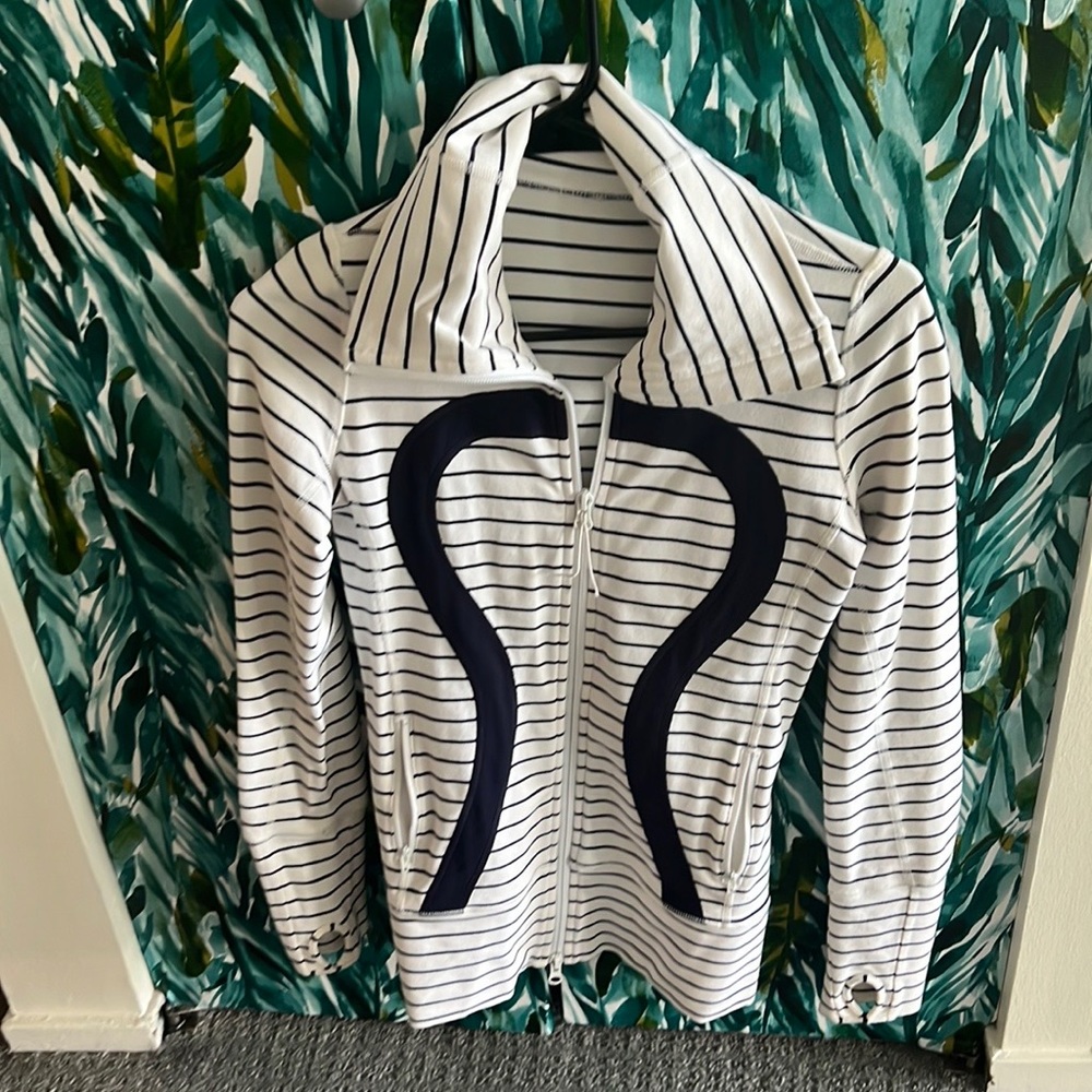 Lululemon Zip Up Blue and white striped jacket